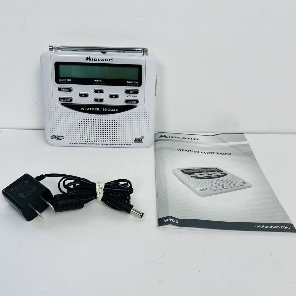Midland WR120EZ NOAA Weather Radio All Hazards Alert Radio, W/ Power Adapter